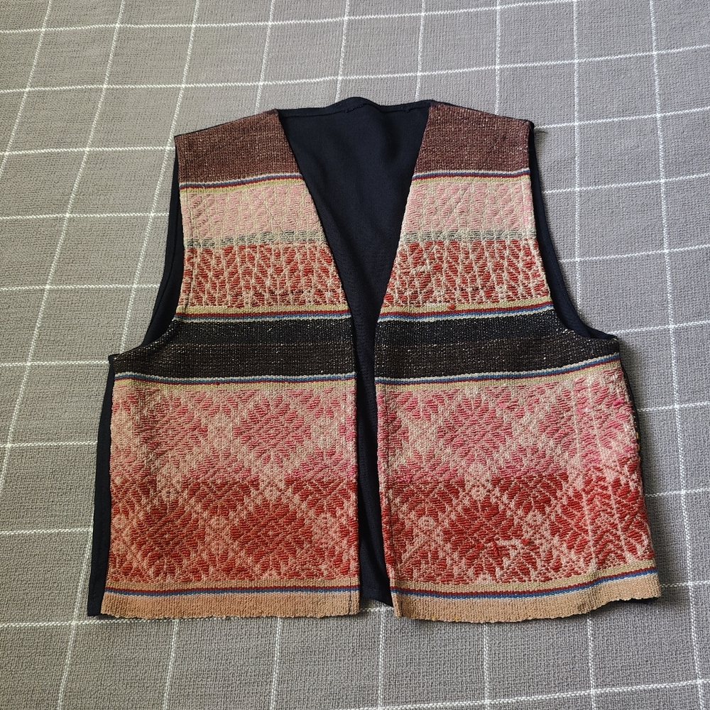 Vtg Bohemian Hand Woven Wool Vest